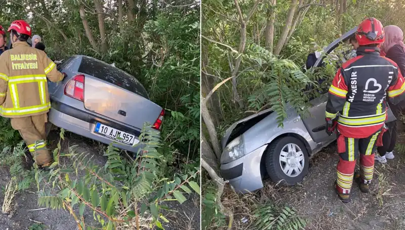 Balıkesir'de Otomobil Kaza Yaptı: İki Yaralı Hastaneye Kaldırıldı